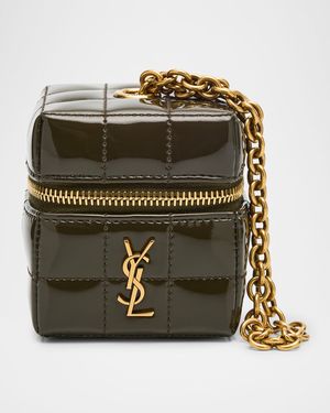 Mini YSL Cube Box Wristlet in Patent Fabric