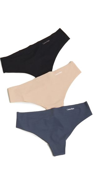Calvin Klein Underwear Invisibles Thong 3 Pack Speakeasy/Light Caramel/Black M