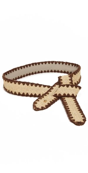Lele Sadoughi Adjustable Raffia Knot Belt Chocolate One Size