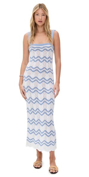 Splendid Cove Sweater Dress Steel Blue Stripe XL