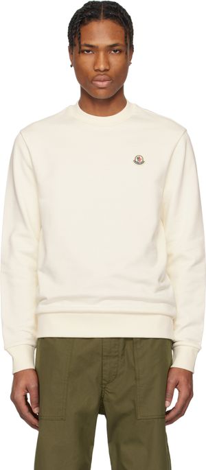 Moncler White Logo Patch Cotton Sweatshirt