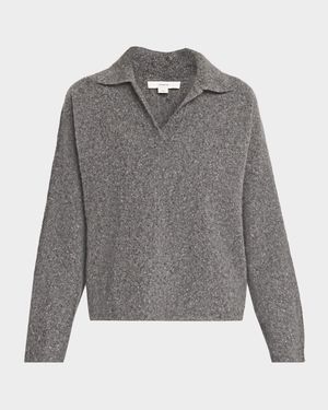 Donegal Plush Cashmere Dolman-Sleeve Polo Sweater