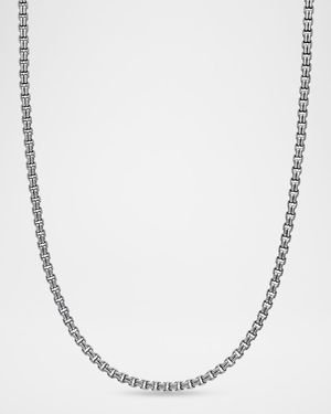 Men's Double Box Chain Necklace in Silver, 2.6mm, 22"L
