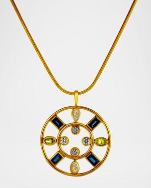 Crown Pendant Necklace with Mixed Stones