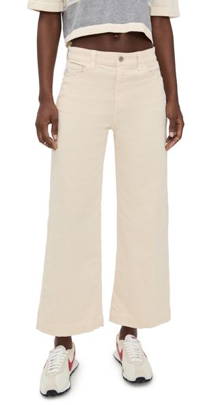 AG Saige Wide Leg Cropped Corduroy Jeans Opal Stone 32