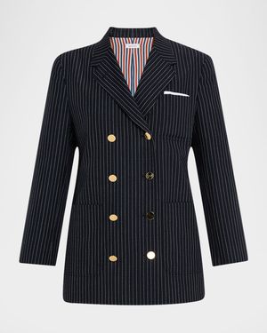 Pinstripe Double-Breasted Sack Sport Coat