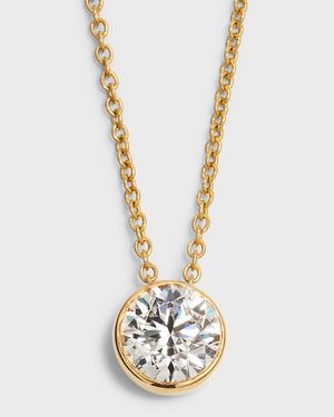 Lab Grown Diamond 18K Yellow Gold Round Pendant Necklace, 1.5tcw