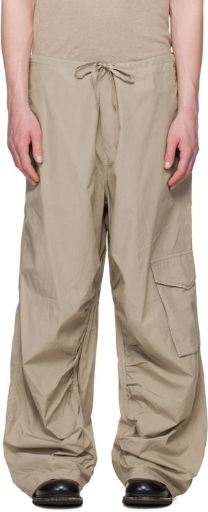 HOPE Beige Loose Drawstring Collapse Cargo Pants