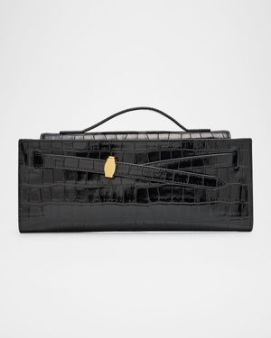 Dash Croc-Embossed Leather Clutch Bag