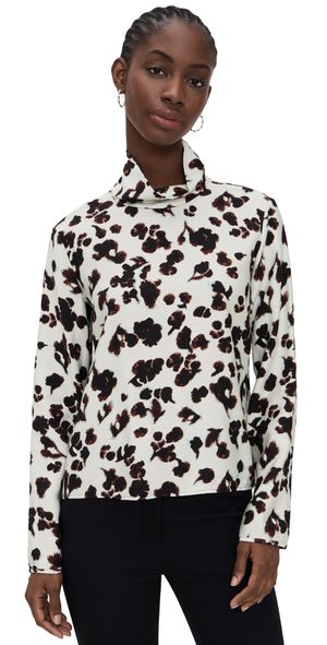 Proenza Schouler White Label Printed Soft Twill Ansel Top Aqua Floral 12