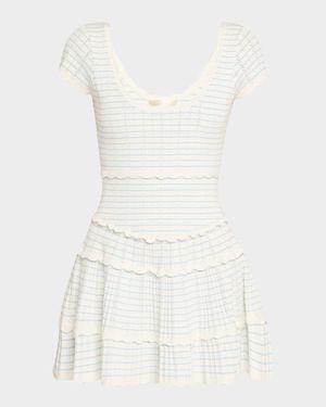 Elisavette Striped Stretch Pointelle Mini Dress