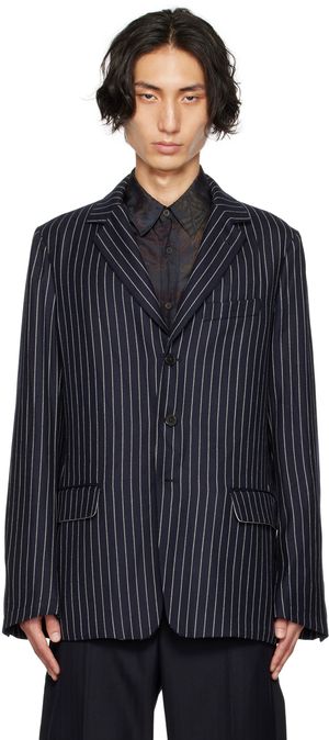 Dries Van Noten Navy Striped Blazer