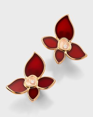 Happy Butterfly 18k Rose Gold Carnelian Earrings