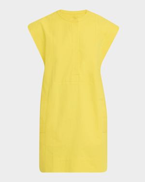Structured Cap-Sleeve Cotton Twill Mini Dress