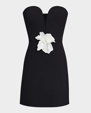 Anabelle Strapless Plunge Crepe Mini Dress