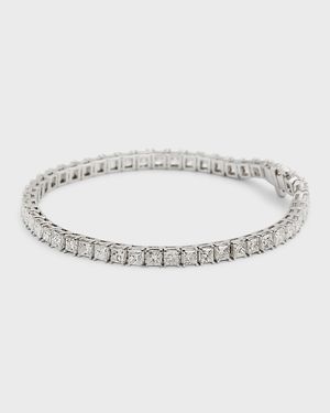 18K White Gold Princess-Cut Diamond Bracelet, 7"L, 10.0tcw