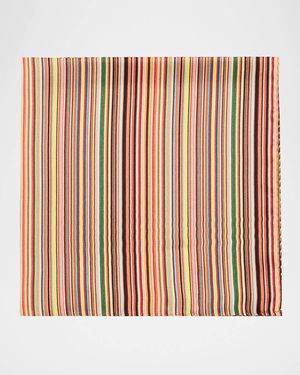 Men's Silk Signature Stripe Pocket Square