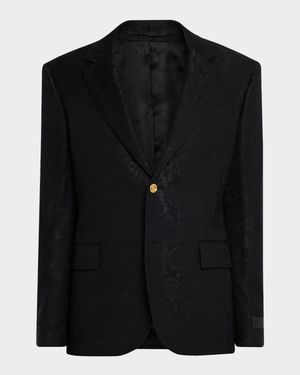 Men's Python-Jacquard Wool-Blend Blazer