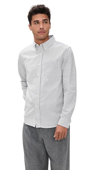 Knickerbocker Beefy Cotton Oxford Shirt Brown Stripe L