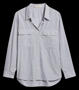 Vanessa Bruno - Chemise droite col classique en coton rayé - Taille XL - Bleu