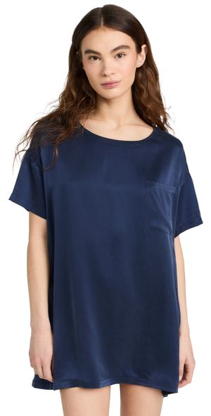 Lunya Washable Silk Oversized Sleep Tee Deep Blue S
