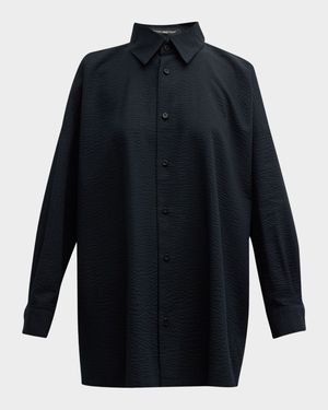 Wide A-Line Shirt with Collar (Long)