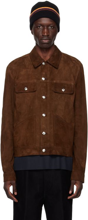Paul Smith Brown Trucker Suede Jacket