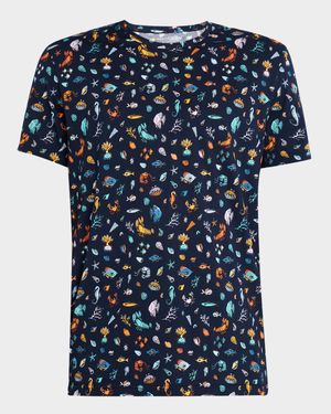 Men's Robin Sea Creatures Print Crewneck T-Shirt