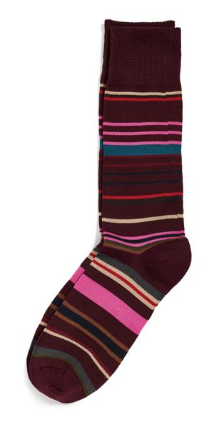 Paul Smith Lewis Striped Socks Burgundy One Size
