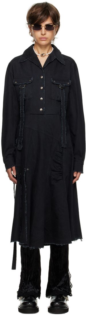lesugiatelier Black Cargo Midi Dress