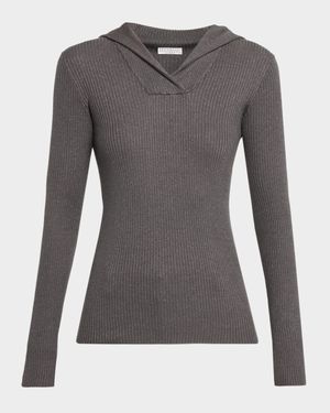 Metallic Cashmere Double Sailor-Collar Sweater