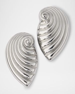 Ribbed Seashell Post Earrings