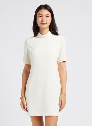 Theory - Robe courte droite col montant - Taille 6 - Beige