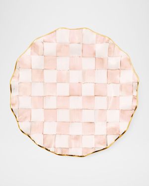 Rosy Check Ceramic Fluted Dinner Plate