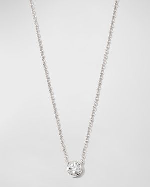 White Gold Solo Bezel Diamond Necklace, 18"L, 0.28-0.33tcw