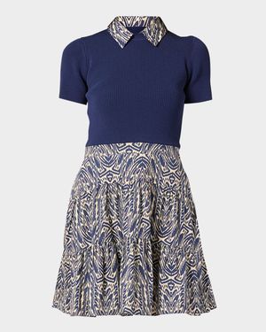 Lena Tiered Mixed Media Mini Dress