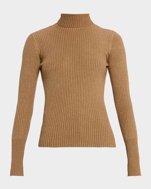 Metallic Rib Knit Turtleneck