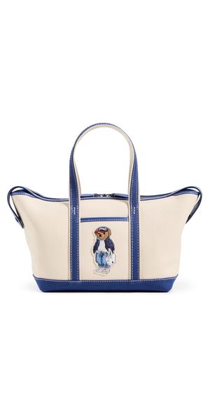 Polo Ralph Lauren Spring Bear Mini Shopper Tote Ecru/Indigo Sky One Size