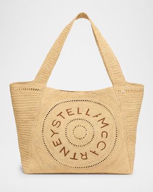 Logo Crochet Raffia Tote Bag