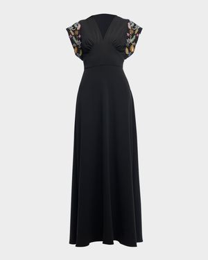 Matassa Floral Embellished Empire Gown