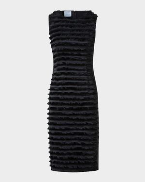 Striped Fringe Techno Taffeta Sleeveless Dress