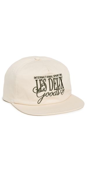 Les Deux Chess Cap Ivory/Chive Green One Size