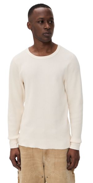 Aaron Levine Thermal Long Sleeve Shirt Cream S