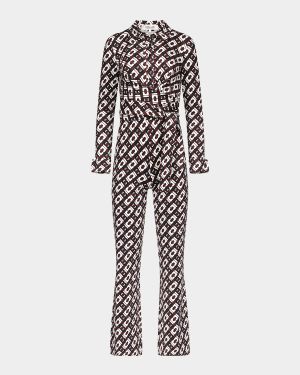 Michele Flared Geometric-Print Jumpsuit