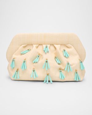 Emera Fringe Pleated Vegan Fabric Clutch Bag
