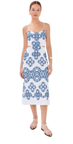 Silvia Tcherassi Ceres Dress White Navy Embroidery L