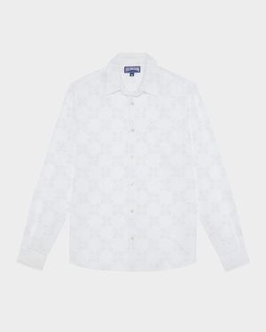 Men's Cotton-Linen Solid Sport Shirt