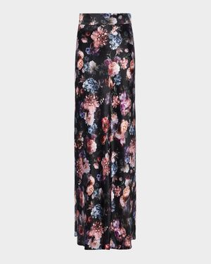 Ryker Bias-Cut Floral Silk Skirt