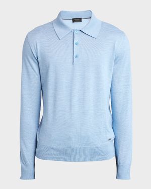 Men's Cashmere-Silk Polo Sweater