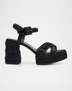 85mm Calakala Velvet Red Sole Platform Espadrille Sandals